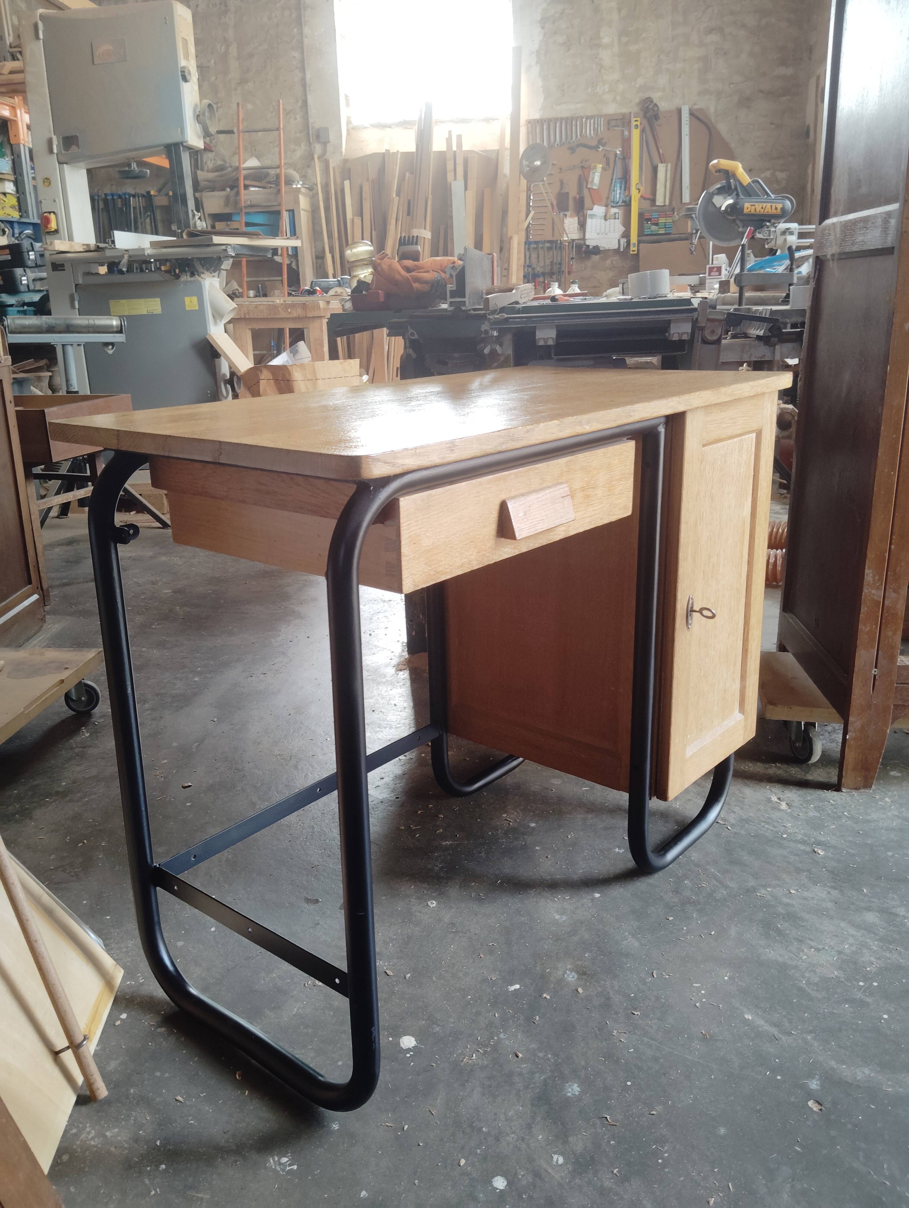 1950s desk in wood and tubular metal