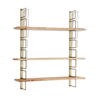 étagères murale  bois et laiton
