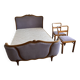 Half-moon bed in Louis XV style complete with 2 chairs.