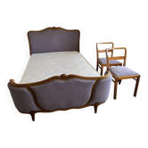 Half-moon bed in Louis XV style complete with 2 chairs.