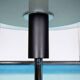 Minimalist chrome glass floor lamp, Bauhaus style floor lamp.