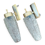 Pair of molded glass wall sconces