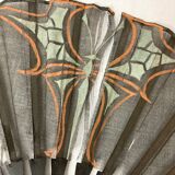Showcase object, fan frame wood silk art deco décor early twentieth century