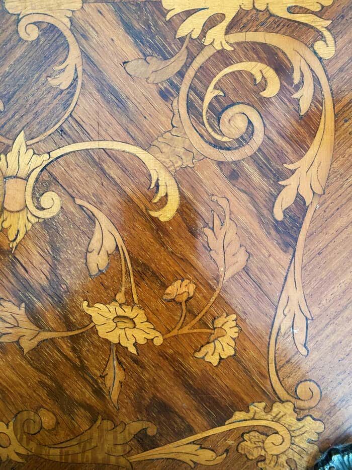 Game table Louis XV style, Napoleon III period (bronze fall and bronze belt, marqueteri