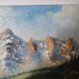 Painting - Oil on canvas View of the Ambérieu en Bugey mountain Signed Aimé Apul