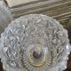 Vintage table lamp with a bronze base and moulded glass globe.