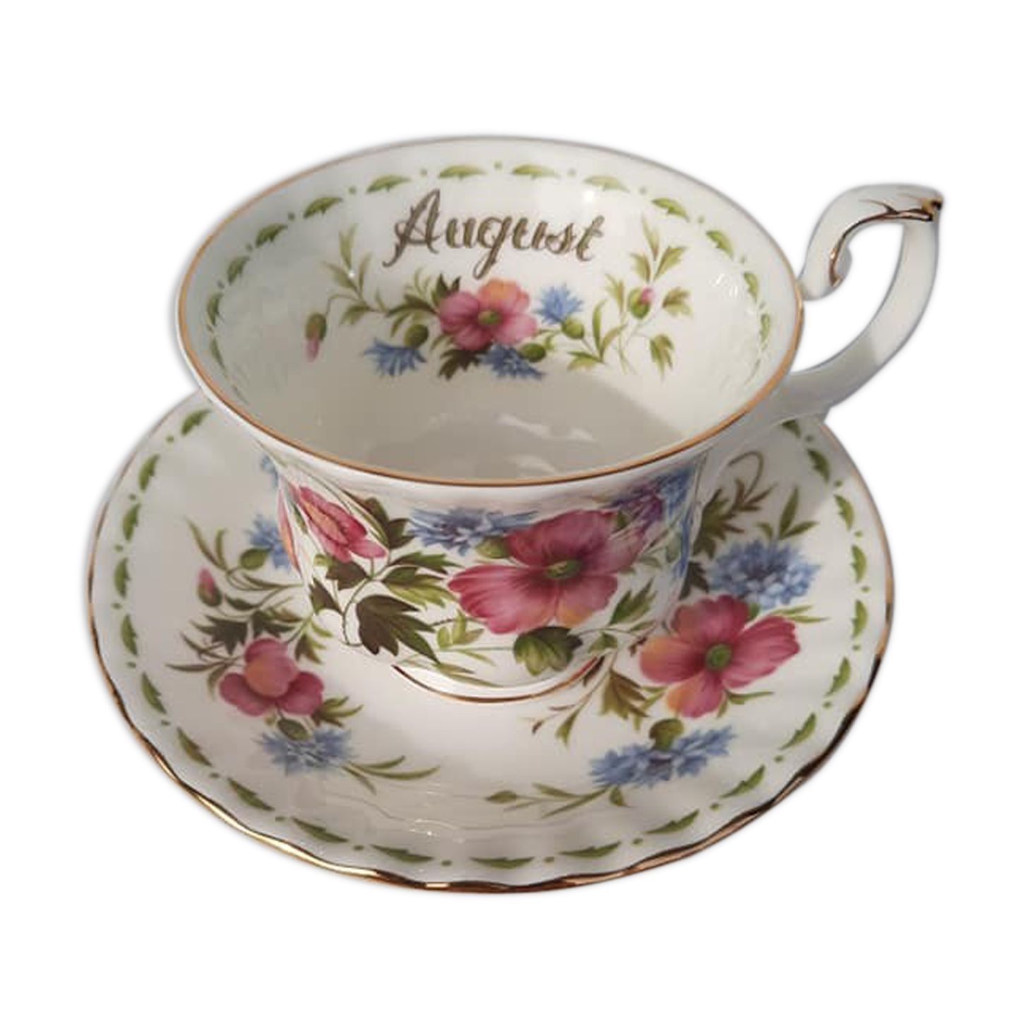 Royal Albert Cup August titled Poppy Series of the Months of the Year 1970