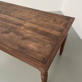 Walnut and pine drapery farmhouse table