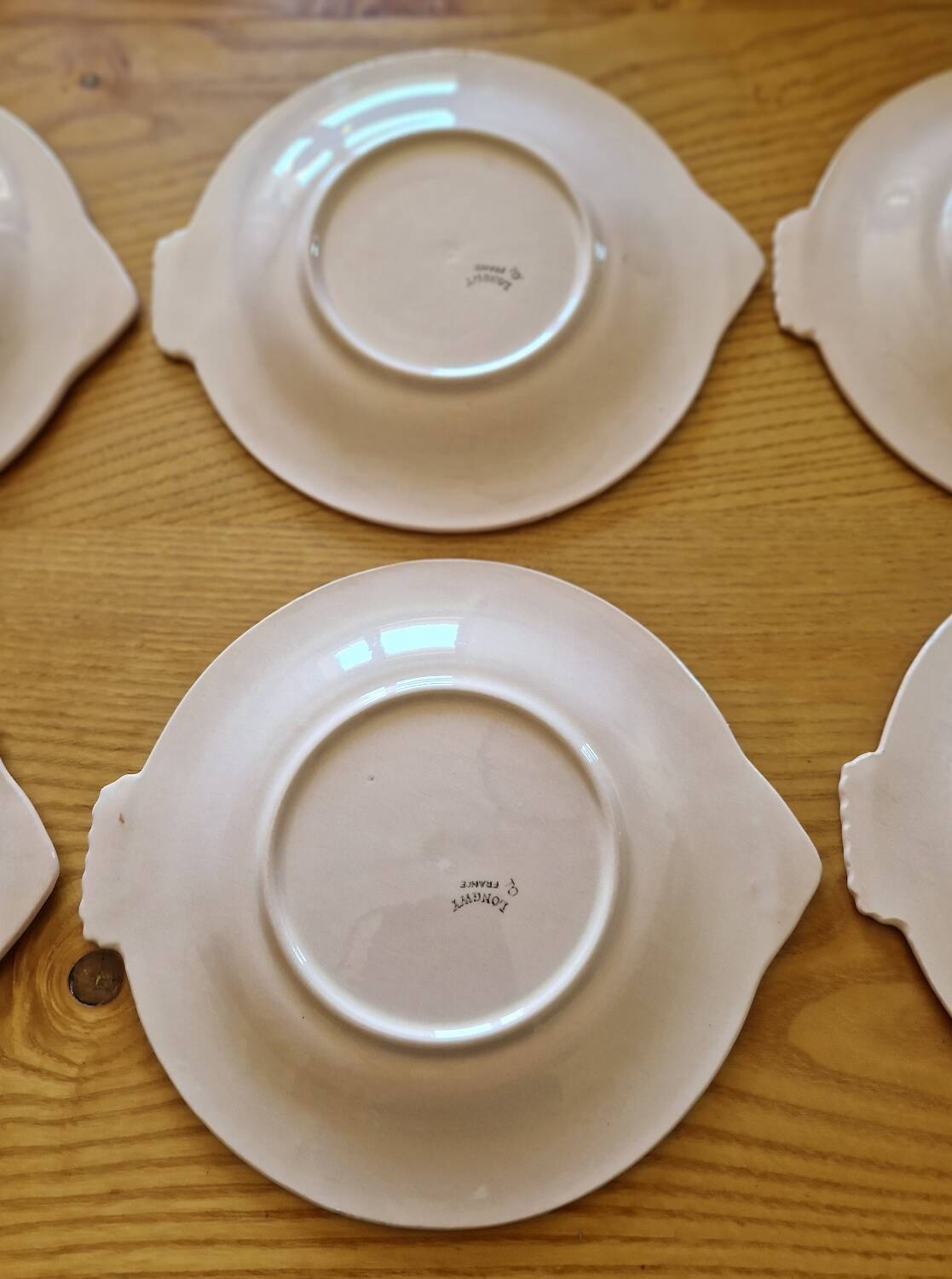 Set of 6 Longwy earthenware fish plates