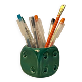 Dice-shaped ceramic pencil holder