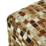 Vintage Square Pouf Goat Leather Patchwork Mosaic Pattern