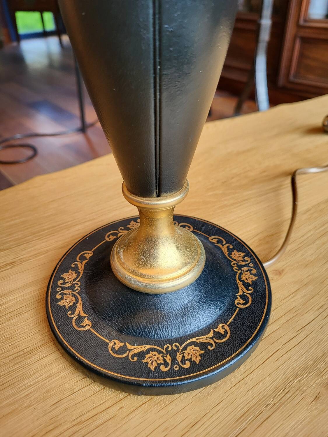 Vintage leather and brass desk lamp Le Tanneur