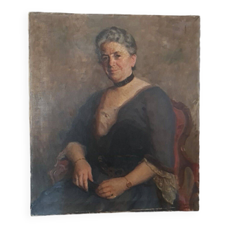 Portrait d'une dame Emil Beurmann 1862-1951 peintre Suisse Huile sur toile