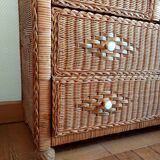 Vintage rattan chest of drawers 1970