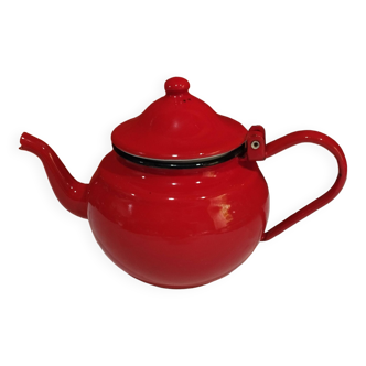 Teapot in red enamelled sheet metal 0,7l