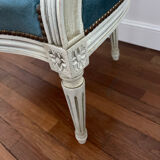 Blue velvet medallion armchair in Louis XVI style