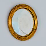 Small convex gilt wood mirror / witch's eye 1960s