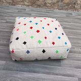 Moroccan Berber Azilal Kilim Pouf - 100% Wool and Cotton - Handwoven Floor Cushion