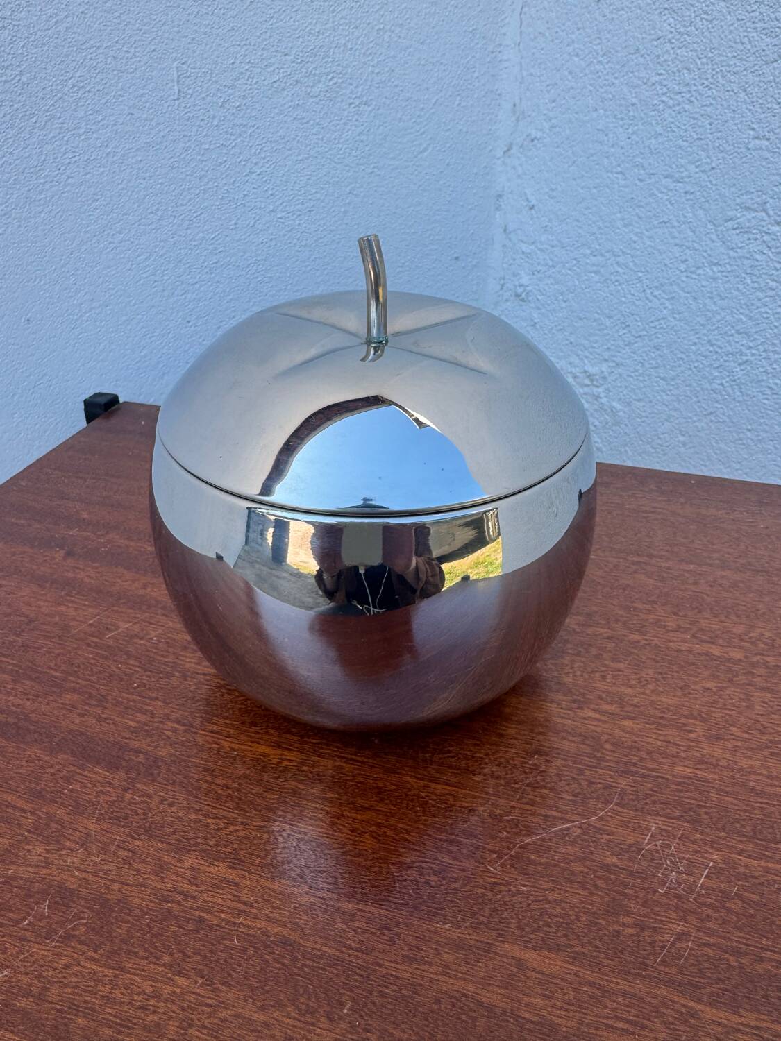 Silver apple ice scoop from the 1970s.