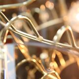 Vintage Veca Chandelier: Italian 1970s Smoked Glass & Brass Pendant Lamp