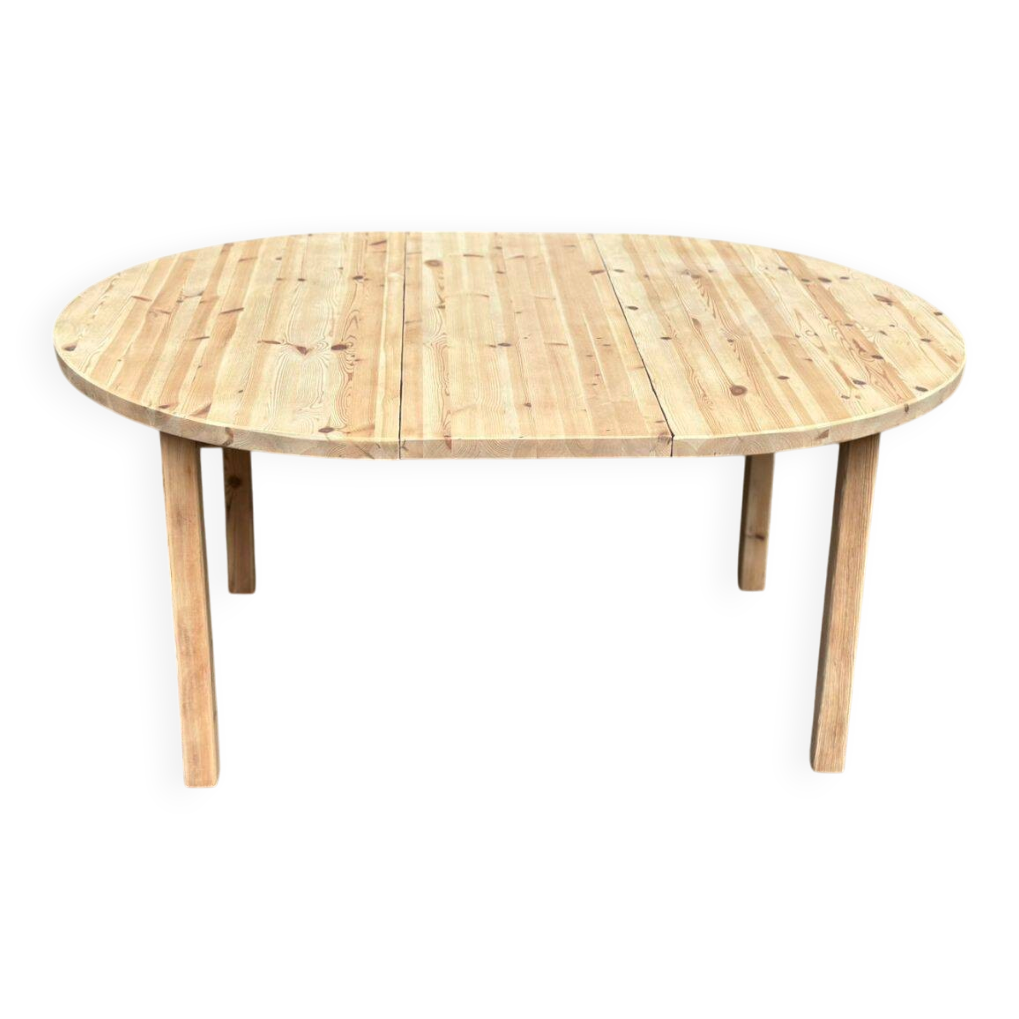 Table de repas ronde, ovale extensible scandinave en sapin poncé