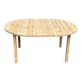Table de repas ronde, ovale extensible scandinave en sapin poncé