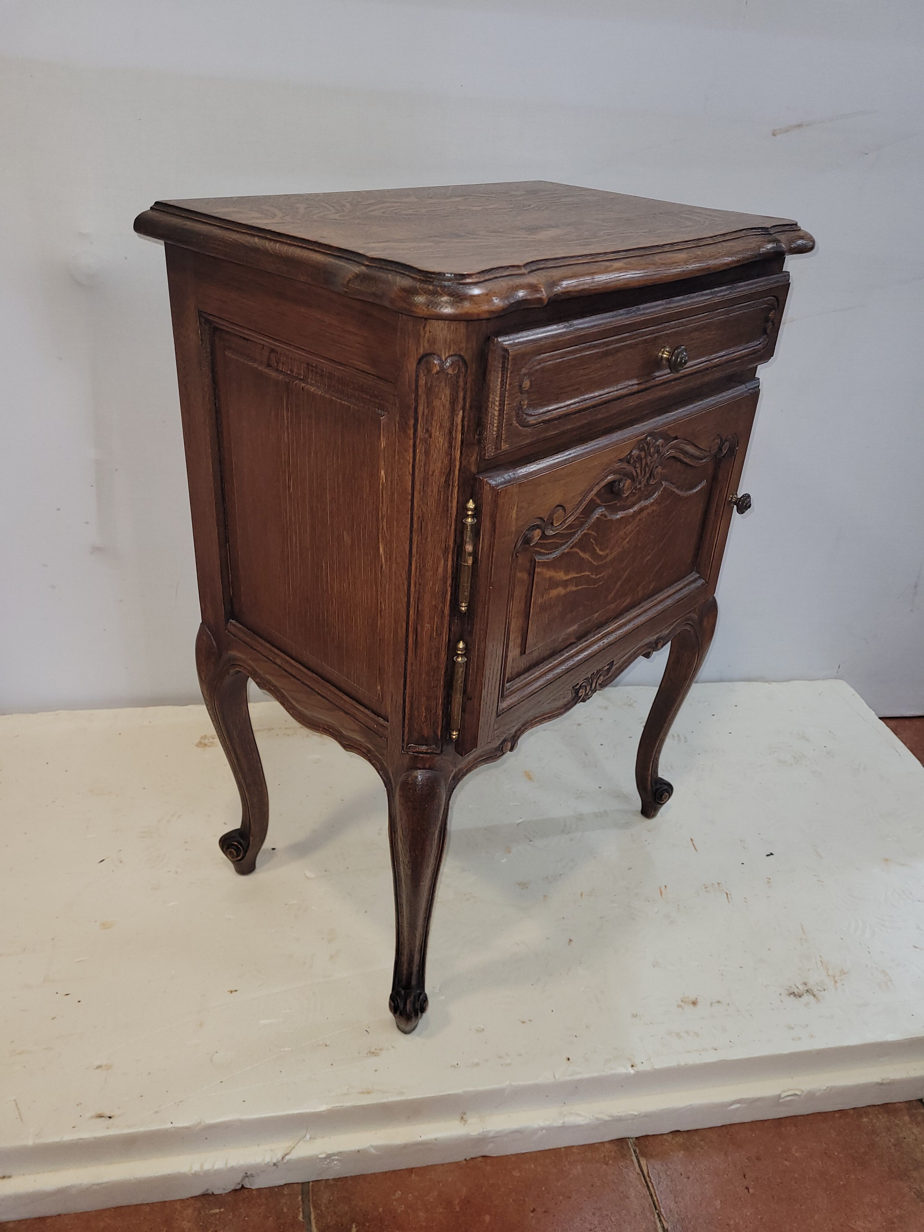 Louis XV style oak bedside table