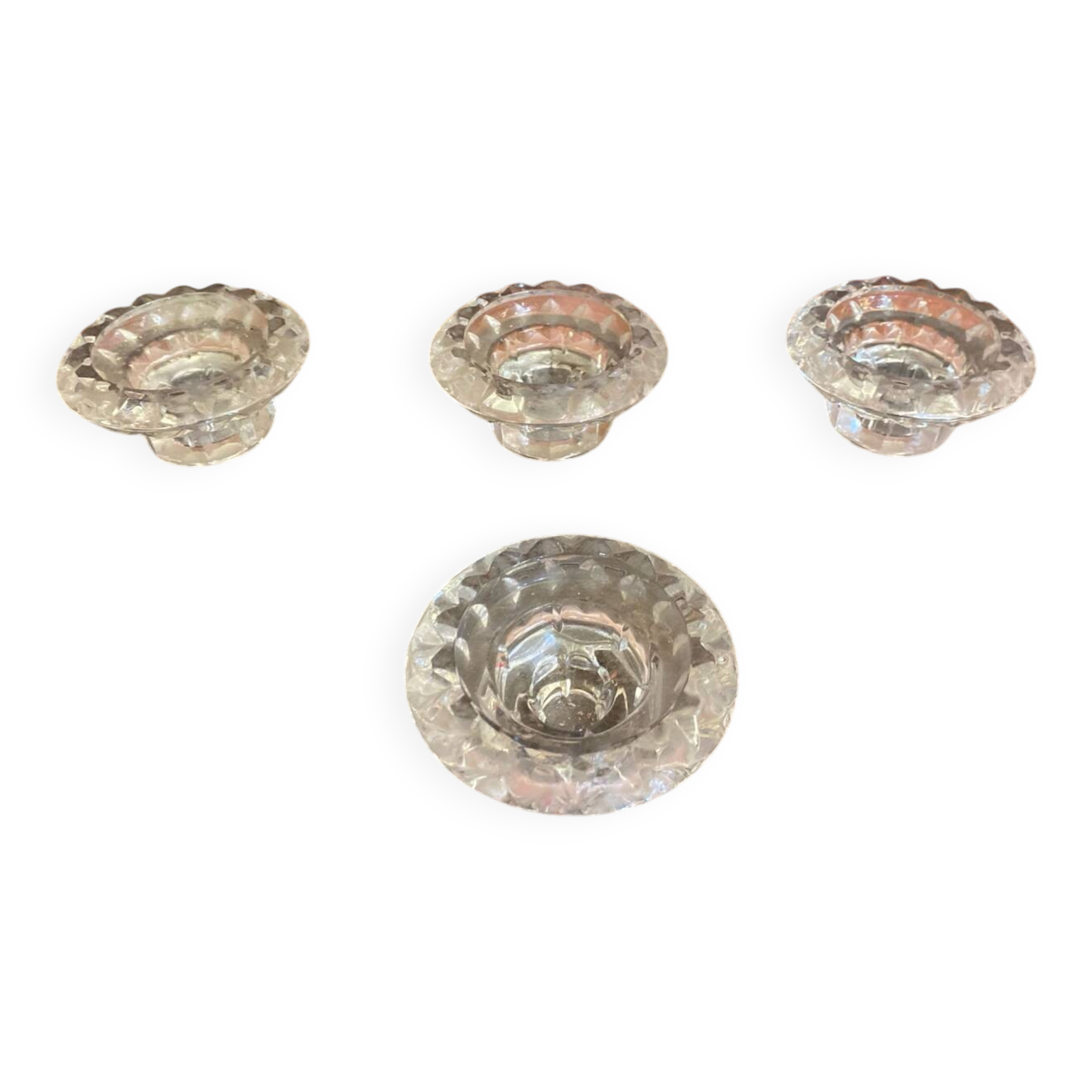 Série 4 bougeoirs anciens luminarc verre moulé années 70 vintage