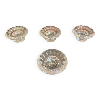 Set of 4 vintage luminarc moulded glass candle holders from the 1970s