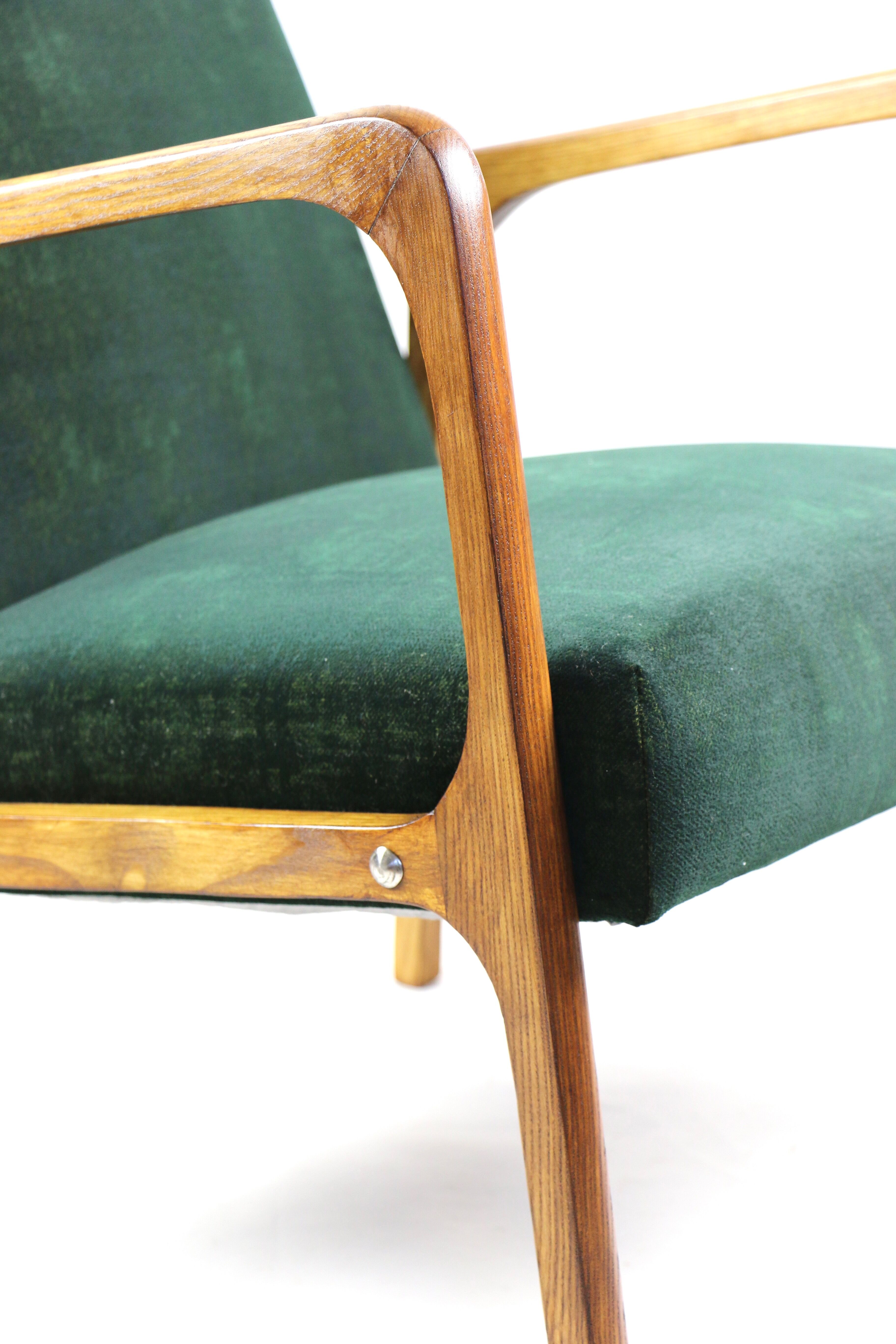 Fauteuil vintage en velours vert, années 1970