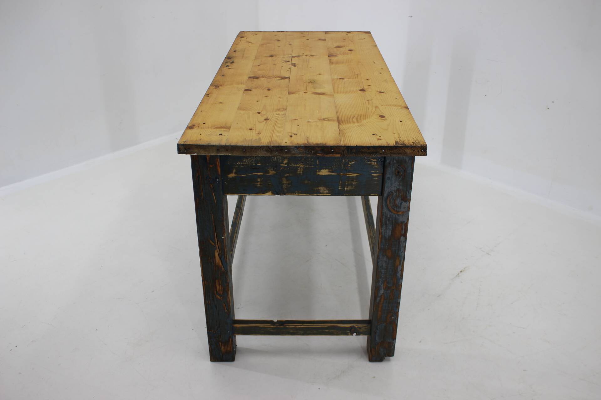 1950s Patinated Pine Tree Wooden Table, Czechoslovakia