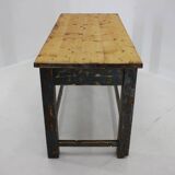 1950s Patinated Pine Tree Wooden Table, Czechoslovakia