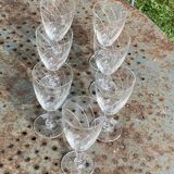 7 vintage crystal and chiseled glass wine glasses