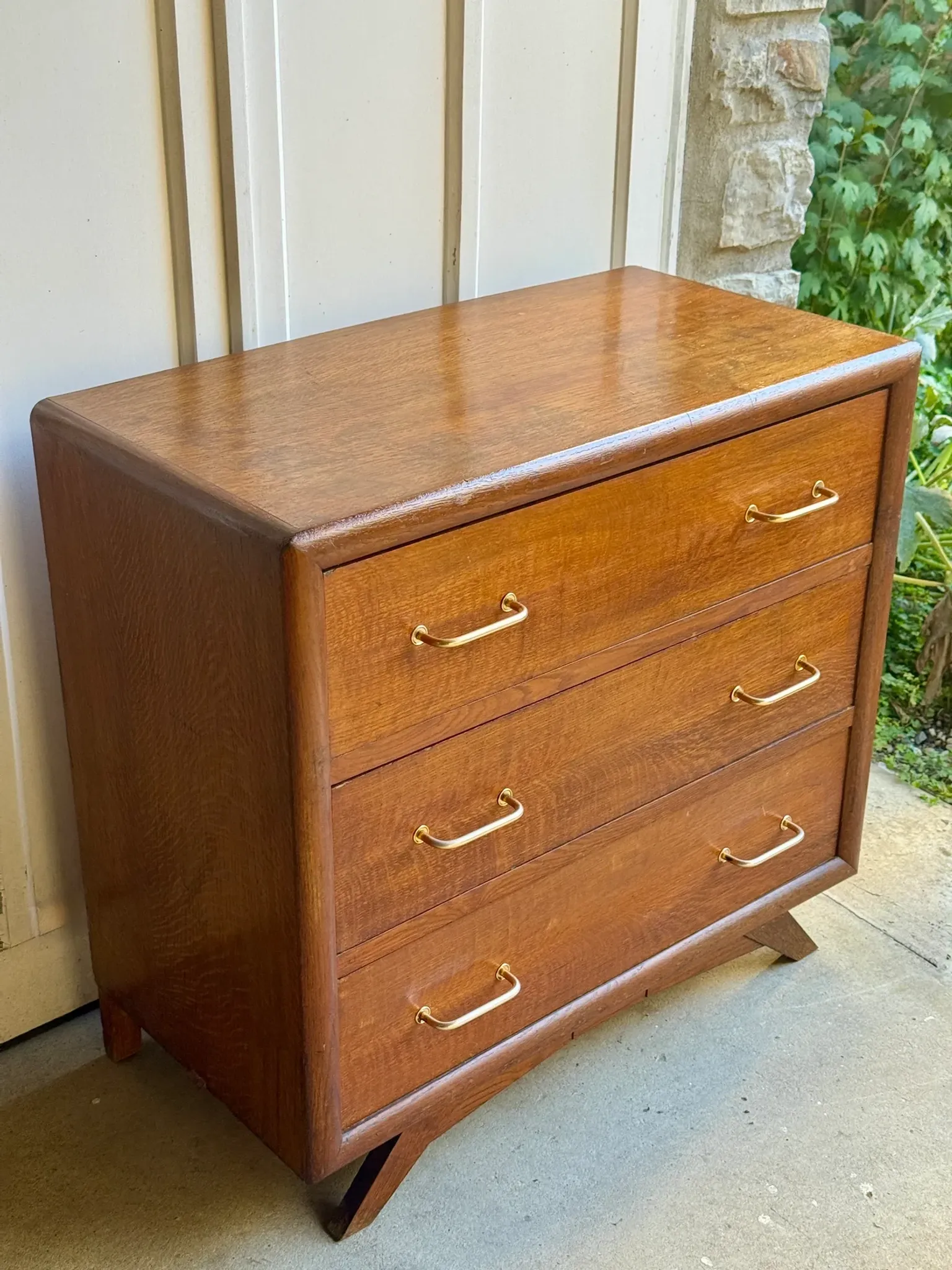 Vintage wooden chest of drawers with tapered legs - 1950s/60s