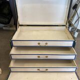 Old travel trunk for folded clothes with 3 cardboard drawers