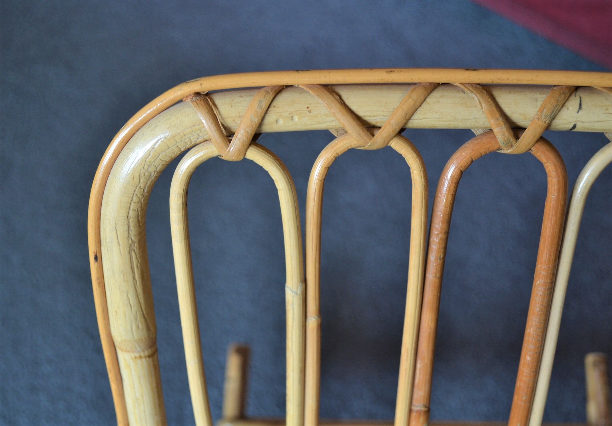 Children's rocking chair in vintage rattan 60 70