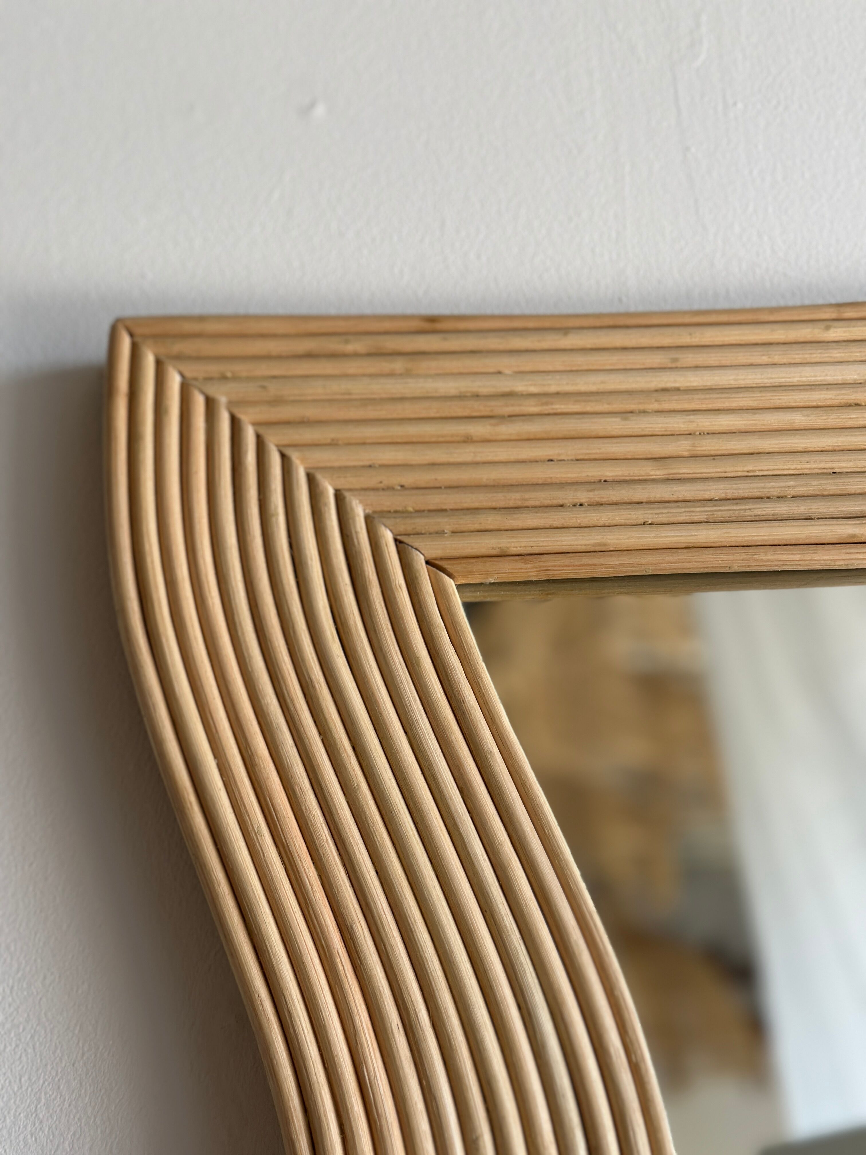 Zigzag rattan foot mirror H:182cm