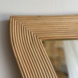 Zigzag rattan foot mirror H:182cm