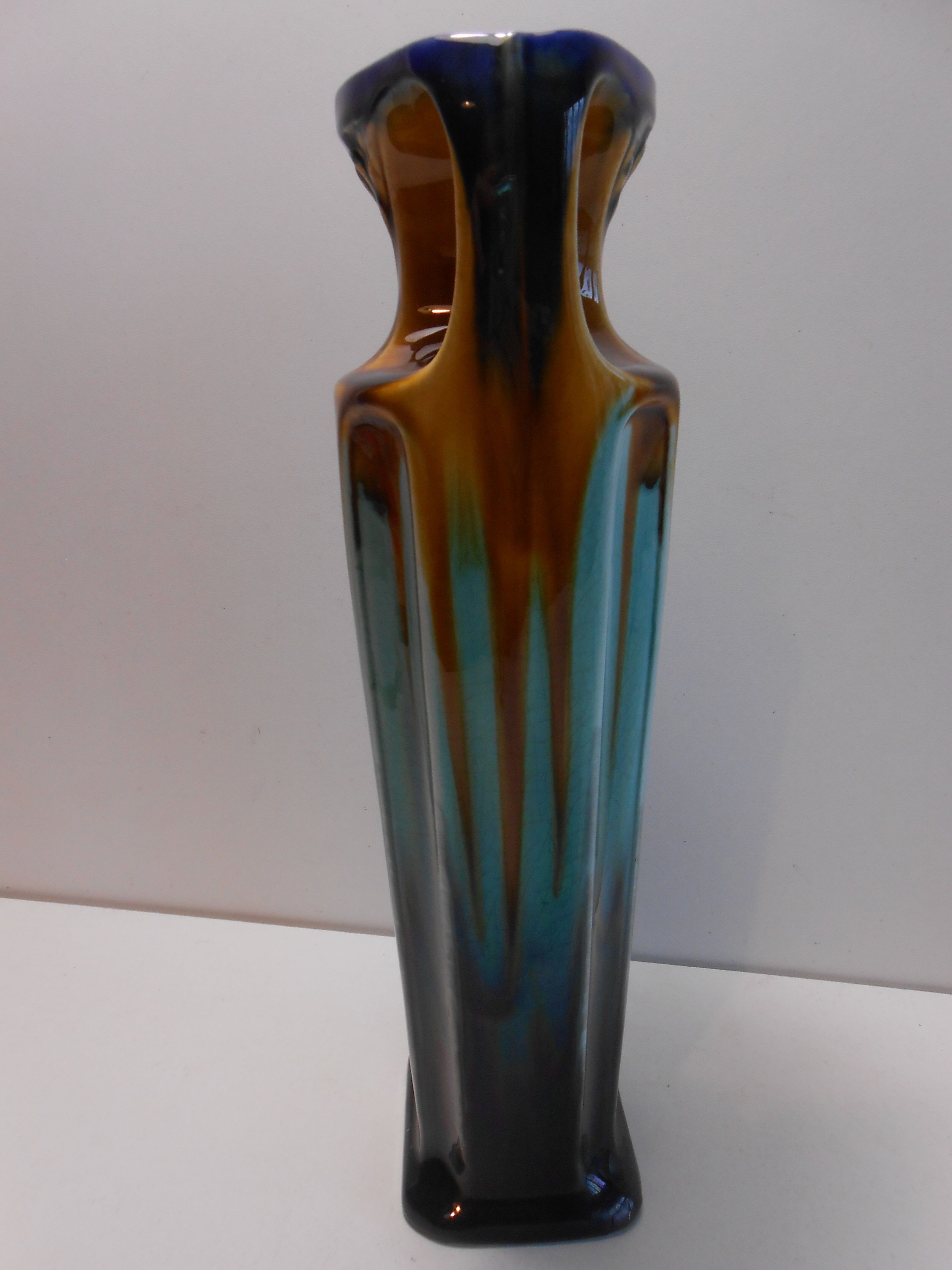 Vase polychrome art deco orchies