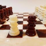 1960s Chess Set in Genuine Hand Carved Alabaster of Volterra.