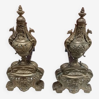 Pair of bronze chenets or andirons, 30s