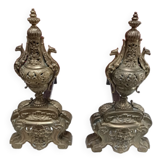 Pair of bronze chenets or andirons, 30s