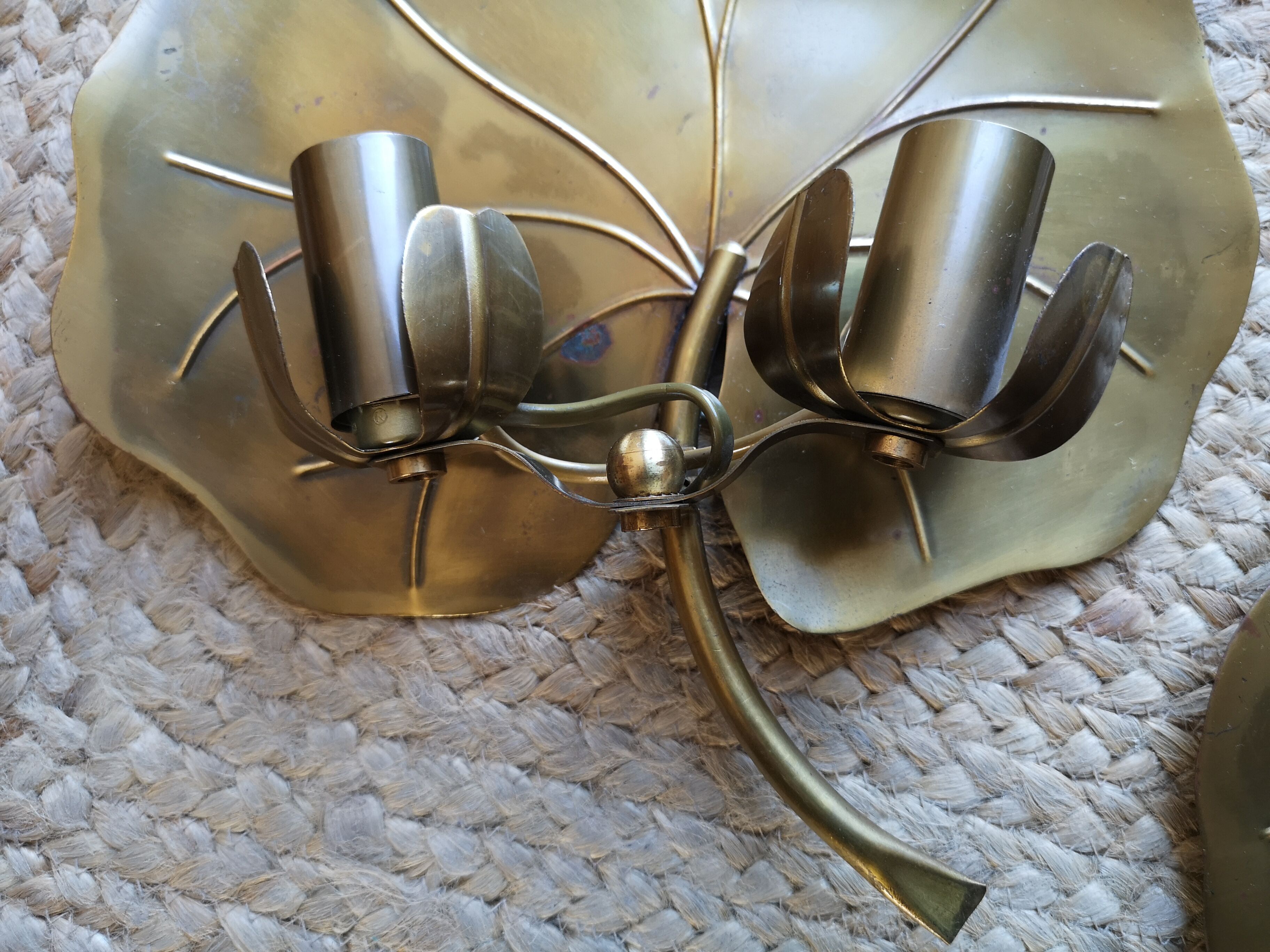 Set of 2 brass wall sconces