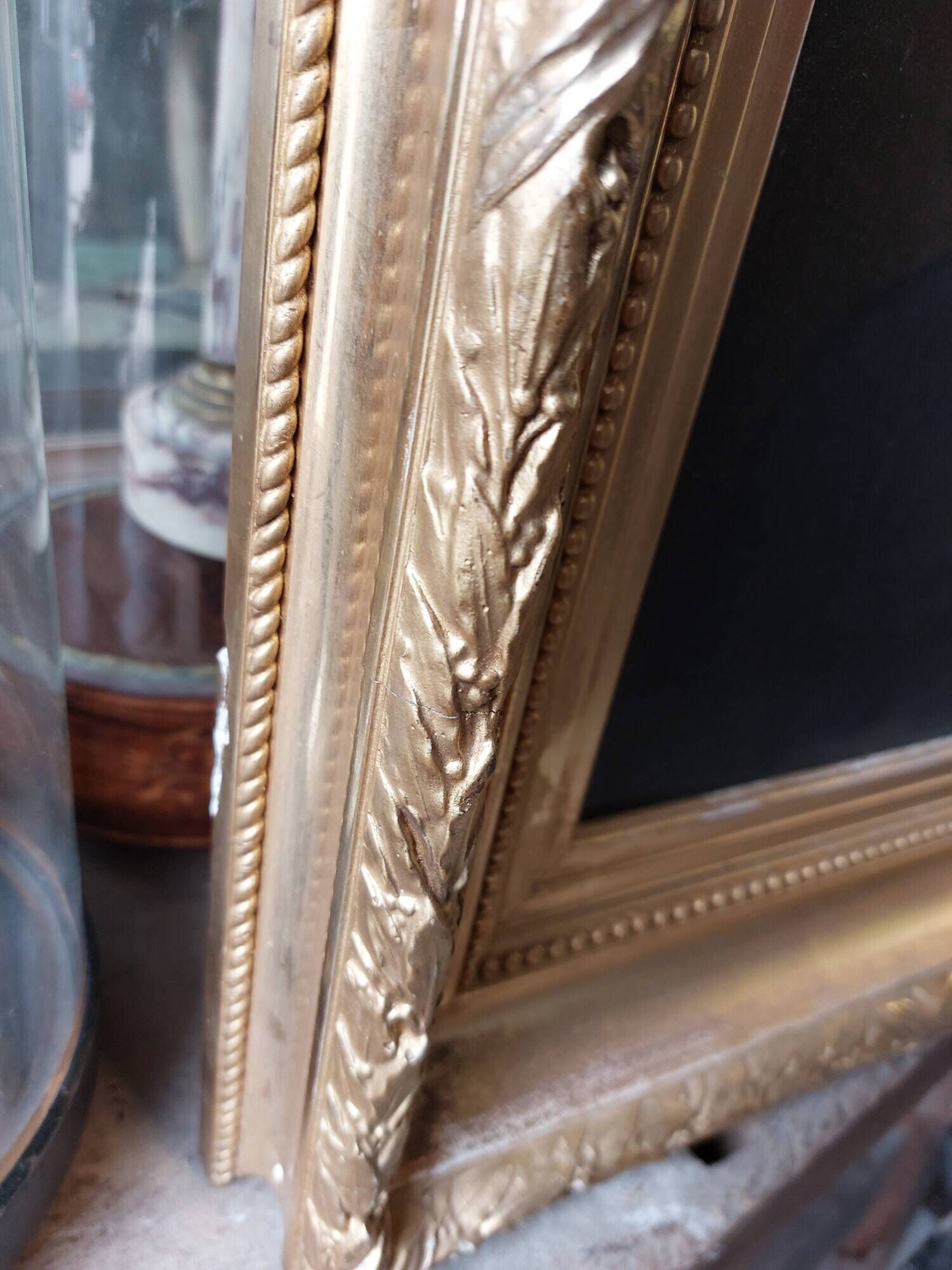 Painting Portrait of an ancient man 19th with gilded wooden frame