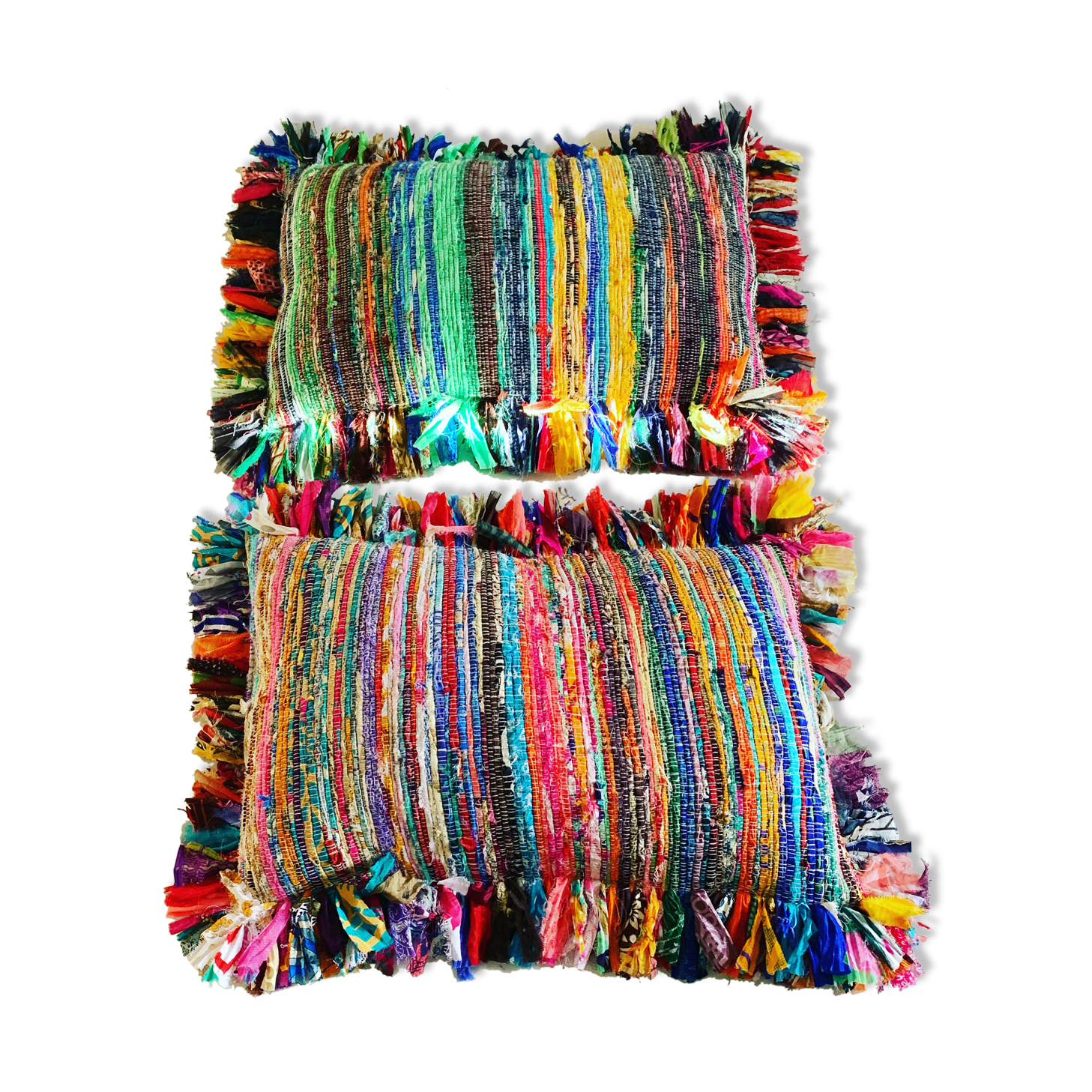 Lot de deux housses de coussin multicolore