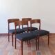 4 vintage Scandinavian chairs in teak and blue fabric - Model 26 by Henning Kjærnulf