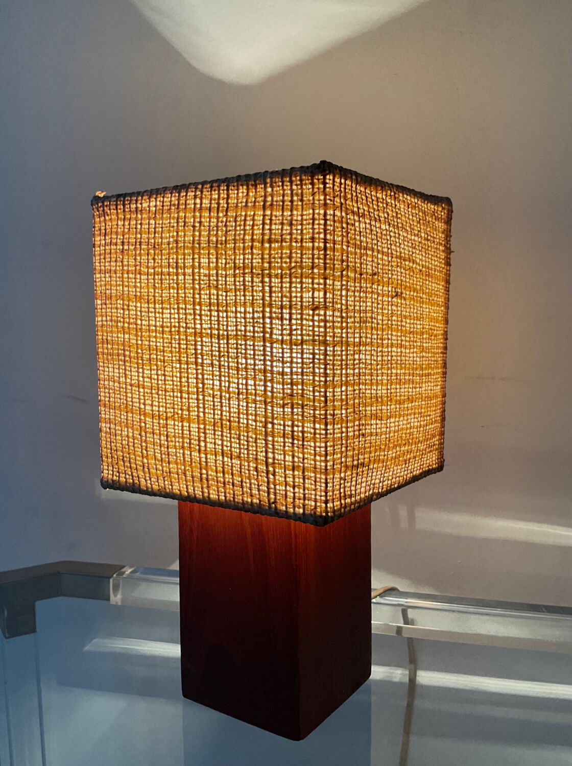 Scandinavian lamp in teak and rope years 60-70
