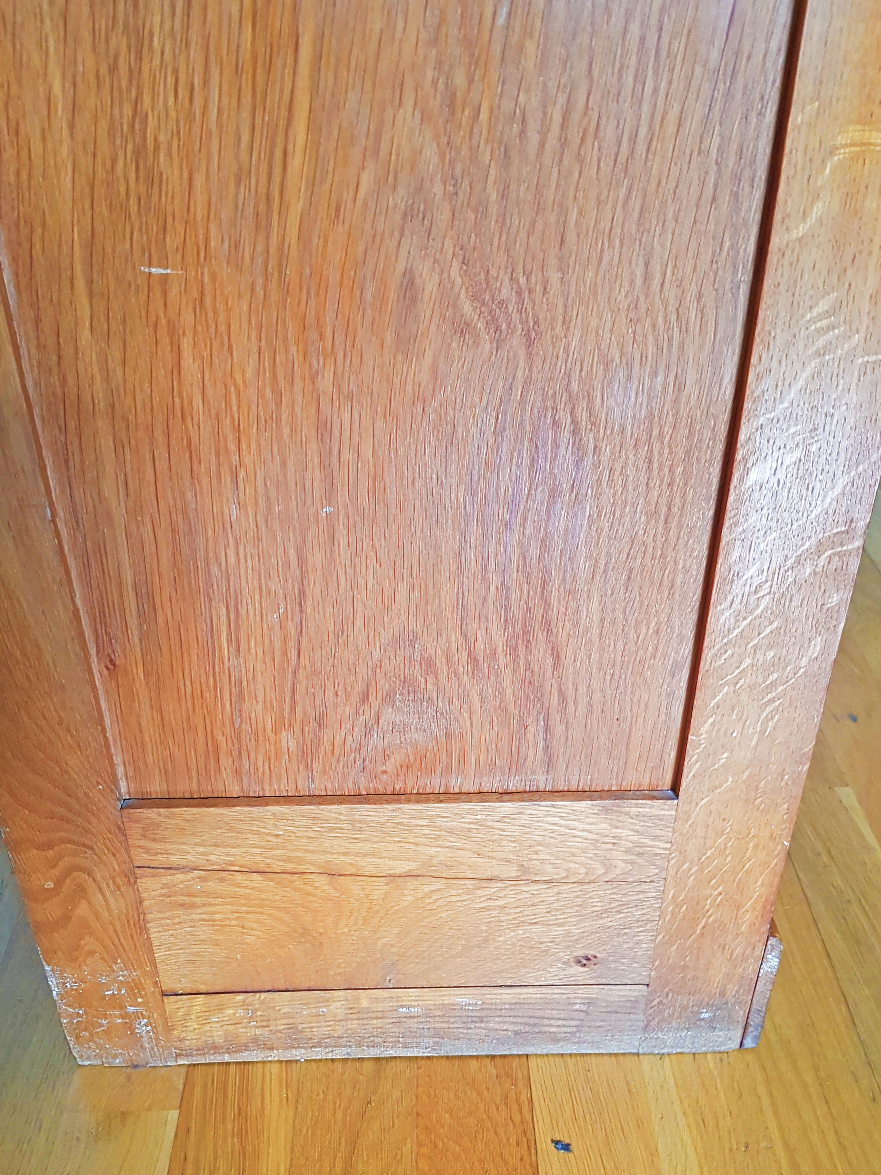 Rolling curtain filing cabinet in vintage oak