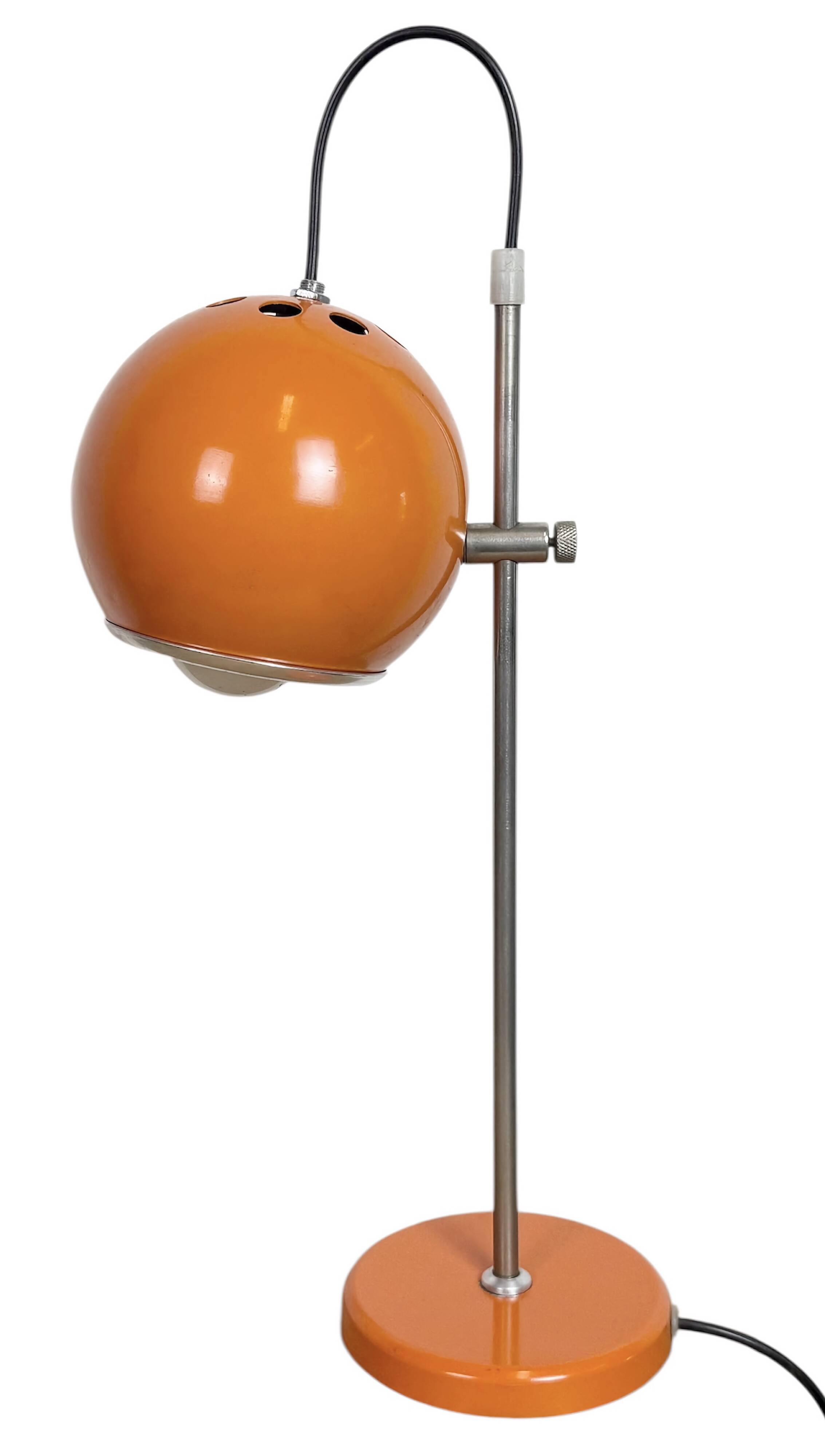 Lampe de table hongroise orange vintage d'Elektrofem, années 1970