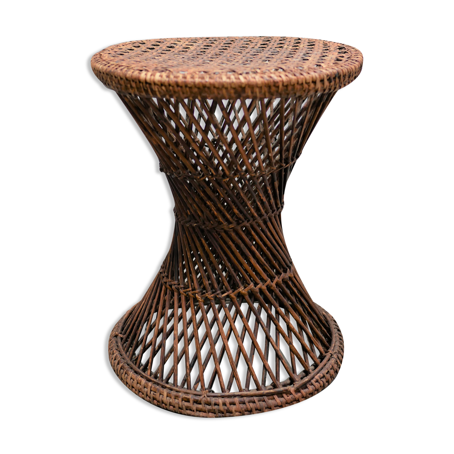 Table d'appoint diabolo vintage en rotin
